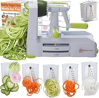 Brieftons 5-Blade Vegetable Spiralizer: Strongest-Heaviest Spiral Slicer...