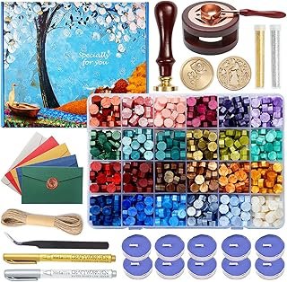 Comealltime Wax Seal Kit with Gift Box, 624 Pcs 24 Colors Sealing Beads,...