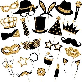 Zonon 24 Pieces Funny Photo Booth Props:Halloween,Christmas,Family Reuni...