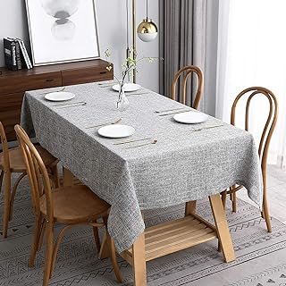 maxmill Flaxy Faux Linen Tablecloth with 2-Tone Slubby Yarn Texture Wrin...