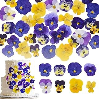 40 Pcs 8 Kinds Natural Dried Pressed Edible Flowers for Cake Topper Deco...