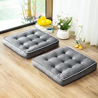 Floor Pillow Set of 2, Memory Foam Meditation Cushion, Floor Cushions fo...