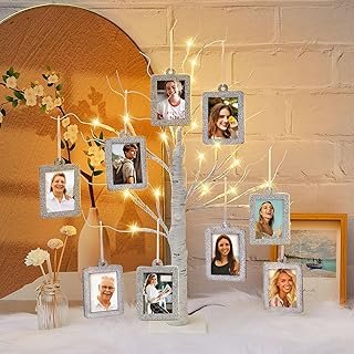 Leinuosen Lighted Family Tree Picture Frame Stand with 10 Pcs 2 x 3'' Ha...