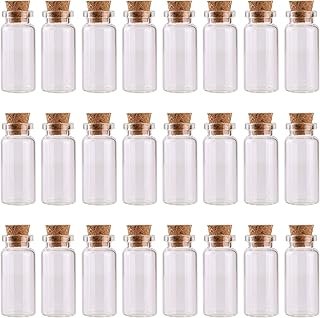 MaxMau 24PCS 10ml Glass Bottles Mini Vials with Cork Stoppers for DIY De...