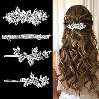 4 Pieces Rhinestone Hair Clips Leaf Wedding Hair Pins Crystal Bobby Pins...