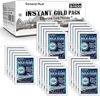 General Medi Instant Ice Cold Pack (4”x 5.5”) – 25 Packs Disposable Cold...