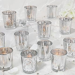 Votive Candle Holders Set of 24, Speckled Mercury Silver Candle Holders ...