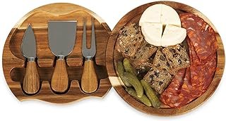 TOSCANA - a Picnic Time brand Acacia Brie Cheese Board and Knife Set - C...