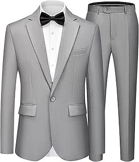 Men's Suits Slim Fit 2 Piece One Button Blazer Jacket Wedding Prom Tuxed...