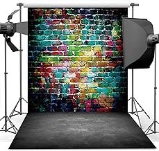 Dudaacvt Graffiti Photography Backdrop, 5x7 ft Colorful Brick Wall Vinta...