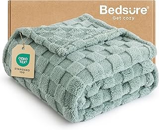 Bedsure GentleSoft Sage Green Throw Blanket for Couch - Checkered Fleece...