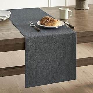 ZeeMart Basic Linen Style Table Runner, 14 x 72 Inch Charcoal, Rustic Fa...