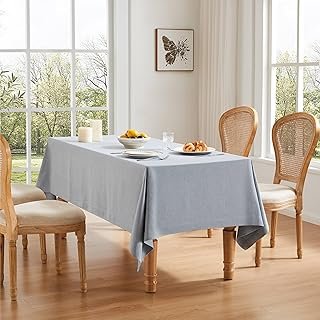 ZeeMart Basic Linen Textured Table Cloth, 52 x 70 Inch Chambray Blue, Fa...