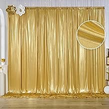 10x10 ft Gold Sequin Backdrop Curtain Panels for Parties, Wrinkle Free G...