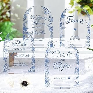 4 Pcs Flower Acrylic Wedding Signs for Ceremony and Reception Guest Book...