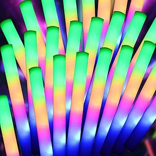 pelreame 55 Pcs LED Foam Glow Sticks Bulk,Foam Light Up Sticks 3 Modes o...