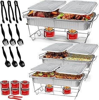 Large Full Size 33-Pcs Disposable Chaffing Buffet with-Covers, Utensils,...
