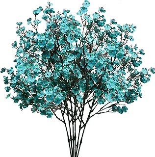 Mandy's Teal Artificial Baby’s Breath Flowers 6 Bundles Silk Gypsophila ...