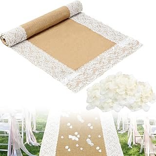 Aisle Runner for Wedding Ceremony 20 Ft x 34In 1000 Pcs White Fake Petal...