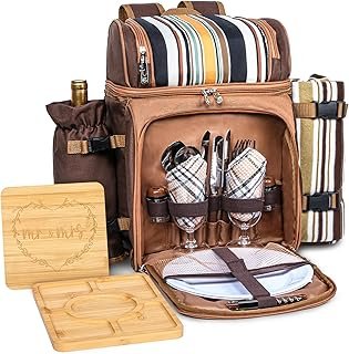 Hap Tim Picnic Basket Backpack for 2 Person with Blanket, 2 Charcuterie ...