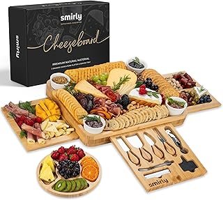 SMIRLY Charcuterie Boards Set - Large Bamboo Cheese Board Set - House Wa...
