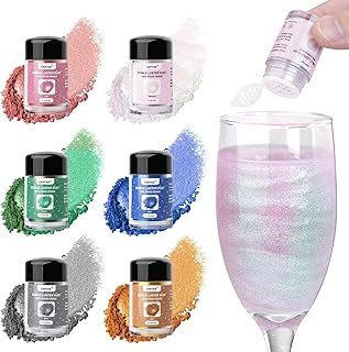CRPTHE 6 Colors Luster Dust Edible Set, Edible Glitter for Cocktails, Fo...