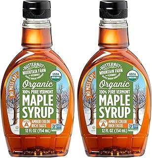 Butternut Mountain Farm Pure Vermont Maple Syrup, Organic, Grade A, Ambe...