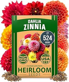 HOME GROWN 𝗨𝗦𝗔 𝗣𝗥𝗘𝗠𝗜𝗨𝗠 Zinnia Dahlia Seeds Pack for 2026 – 524...