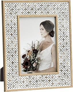 Afuly 5x7 Picture Frame Boho Picture Frames 3D Cross Pattern Distressed ...