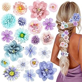 21 PCS Hair Flowers Boho Hair Barrettes Accessories Hawaiian Silk Flower...