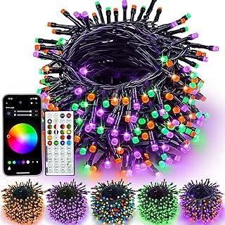 YIQU Smart Color Changing Halloween Lights, 66 FT 200 LED RGB Christmas ...