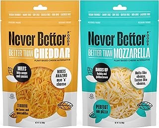 Never Better Foods Plant-Based Shredded Cheddar & Mozzarella Cheese Blen...