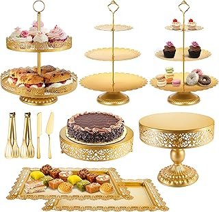 Gold Cake Stand Metal Dessert Table Display Set Tiered Cupcake Holder Fr...