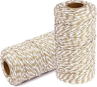 Cotton Twine String Bakers Rope: 2 Roll Twines for Crafts Gift Wrapping ...