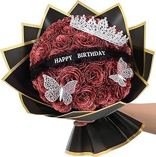 Waipfaru Glitter Roses Bouquet, Birthday Gifts for Women Mom, DIY Fake F...