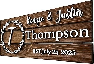 Personalized Wooden Monogram Family Sign with Couples Names, Custom Name...