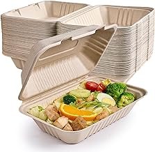 ECOLipak 75 Pack Clamshell Take Out Food Containers, 100% Compostable To...