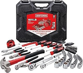 CRAFTSMAN 102-Piece Tool Kit for Home and Car, Durable Hand Tools Set wi...