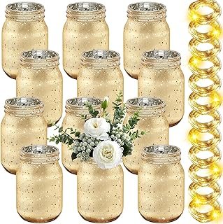 Tioncy 12 Pcs Painted Mason Jars for Table Glass Decorative Jars with 12...
