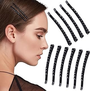 OIIKI 12 Pcs Black Rhinestone Bobby Pins, Shiny Crystal Diamond Hair Pin...