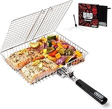 SHIZZO Grill Basket Set, Barbecue BBQ Grilling, Stainless Steel Folding ...