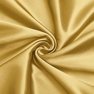 VACVELT Charmeuse Satin Fabric by The Yard, 60 Inch Wide Gold Satin Fabr...