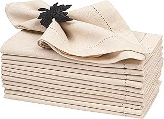 Lightnpro Flax Linen Napkins Set of 12 – Hemstitched Dinner Cloth Napkin...