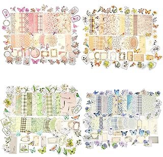 Vintage Floral Scrapbook Paper & Journaling Stickers (400pcs) Assorted S...