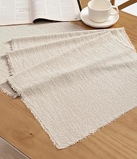 Vitalizart Beige Table Runner 14 x 120 Inches Long Slub Texture Cotton L...