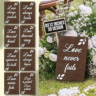Love Is Patient Wedding Aisle Signs - Set Of 8 Rustic Wedding Aisle Deco...