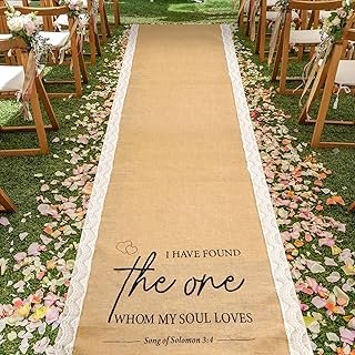 Tondiamo 40 Inch x 30 ft Wide Natural Burlap Wedding Aisle Runner with L...