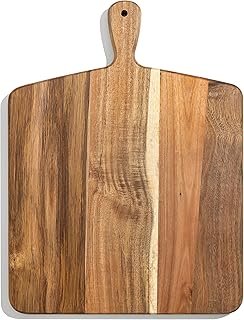 Acacia Wood Cutting Board and Chopping Board with Handle for Meat, Chees...