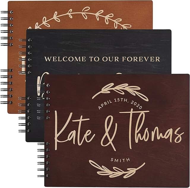 Wedding Guest Book Personalized with 9 Designs & 5 Rustic Colors - Small...