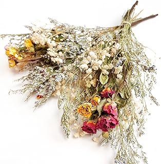 Dried Flower Spray Rose Bouquets, 2 Bunches 100% Natural Flowers, Miniat...